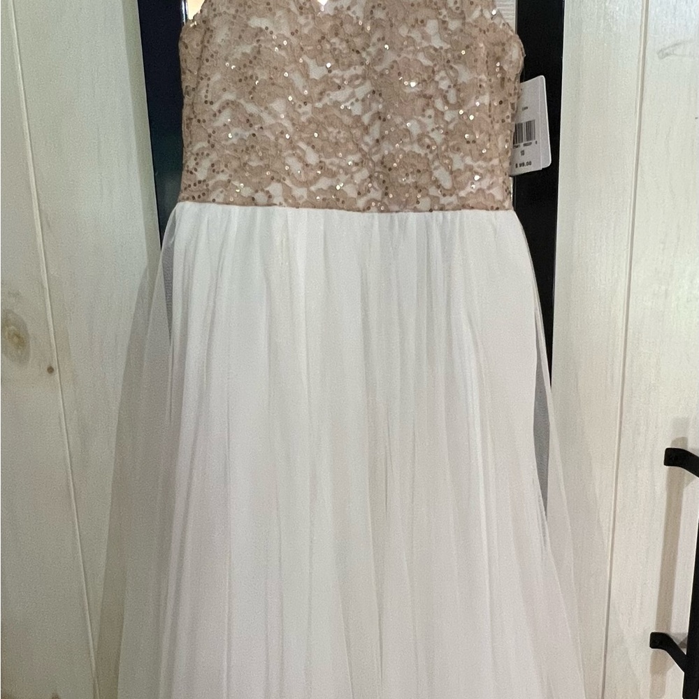 Speechless Cream and White Formal Kids Dress